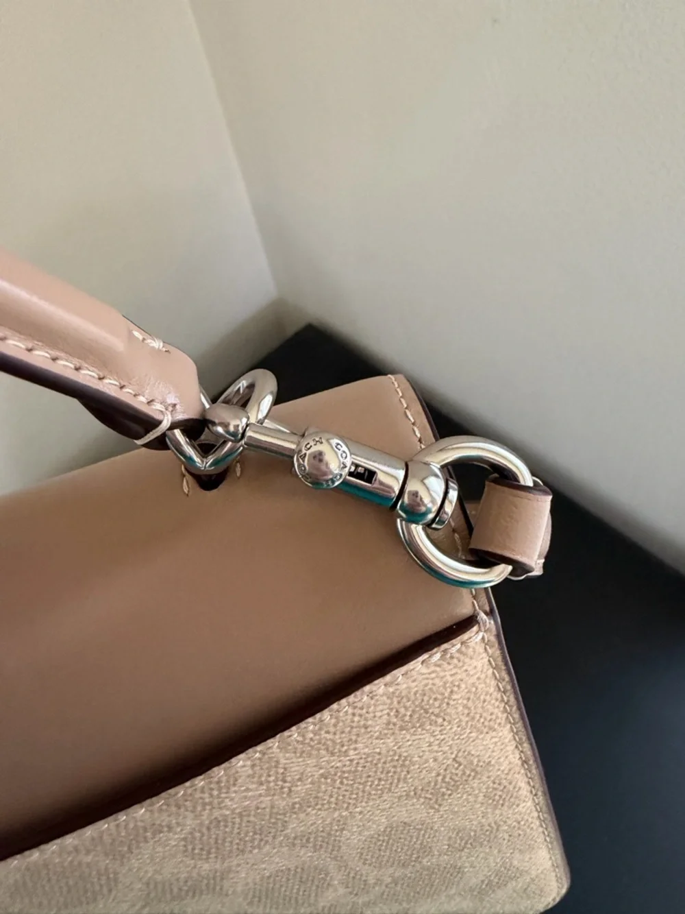 Coach Courtney Top Handle Signature Canvas Bag Satchel with Crystal Buckle - Picture 16 of 16